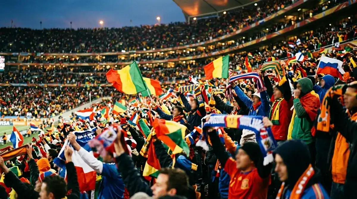 Českí fanúšikovia s vlajkami sledujú zápas MS 2026